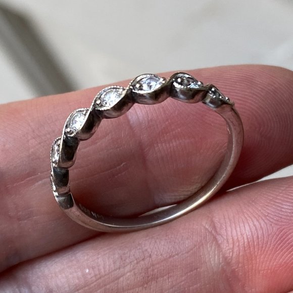 14K White Gold Diamond Half Eternity Ring - Picture 8 of 9